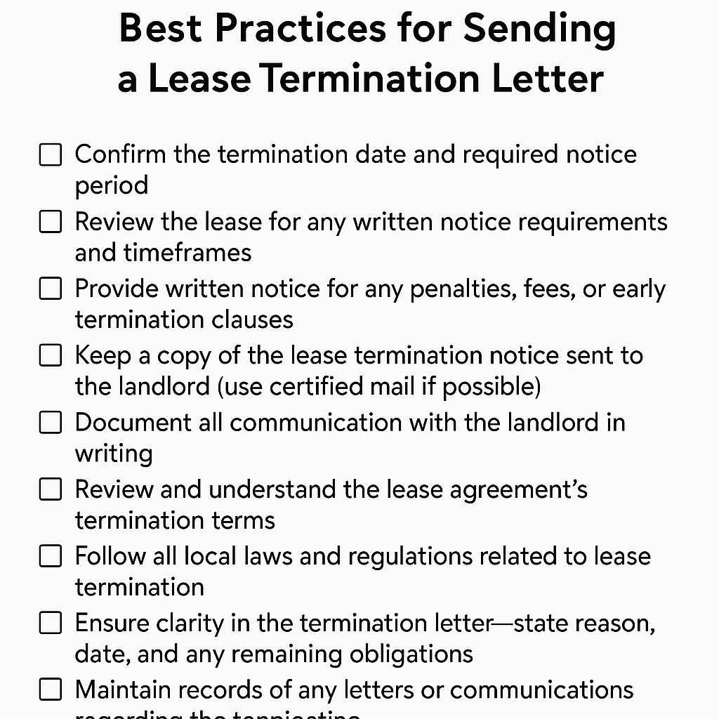 A checklist for best practices in sending a lease termination letter.